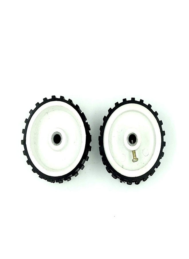 INVENTO 2pcs 55mm x 20mm Plastic Robotic Wheel Durable Rubber Tire Wheel 6mm Hole with metal collet for DC Geared Motor RC Car Robot - Image 1